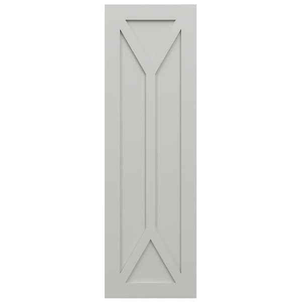 Ekena Millwork True Fit PVC San Carlos Mission Style Fixed Mount Shutters, Hailstorm Gray, 18W x 70H, PR - TFP001SC18X070ST