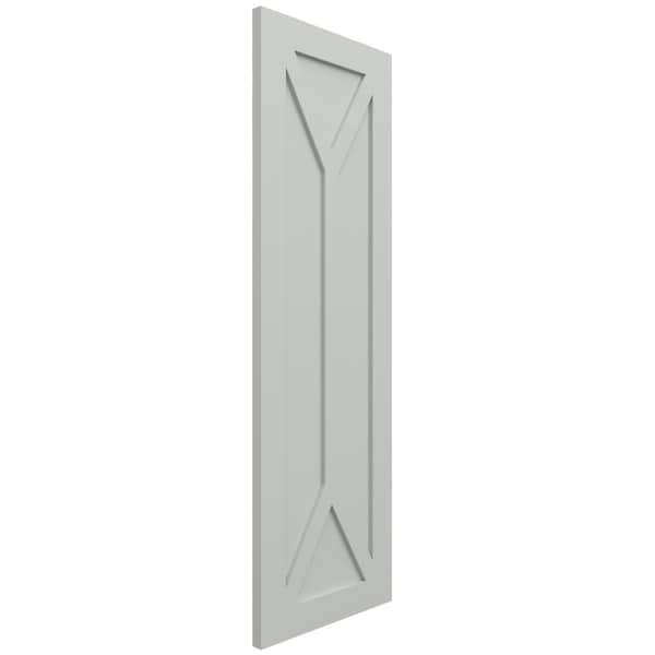 Ekena Millwork True Fit PVC San Carlos Mission Style Fixed Mount Shutters, Hailstorm Gray, 18W x 70H, PR - TFP001SC18X070ST