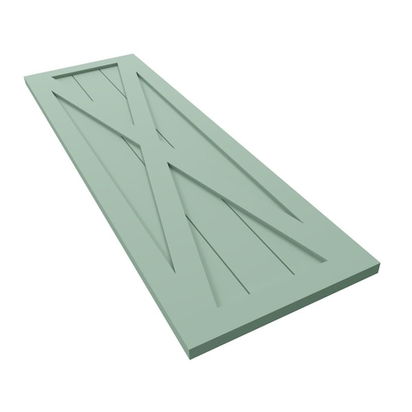 Ekena Millwork True Fit PVC Single X-Board Farmhouse Fixed Mount Shutters, Seaglass, 12W x 35H, PR - TFP001FH12X035SG