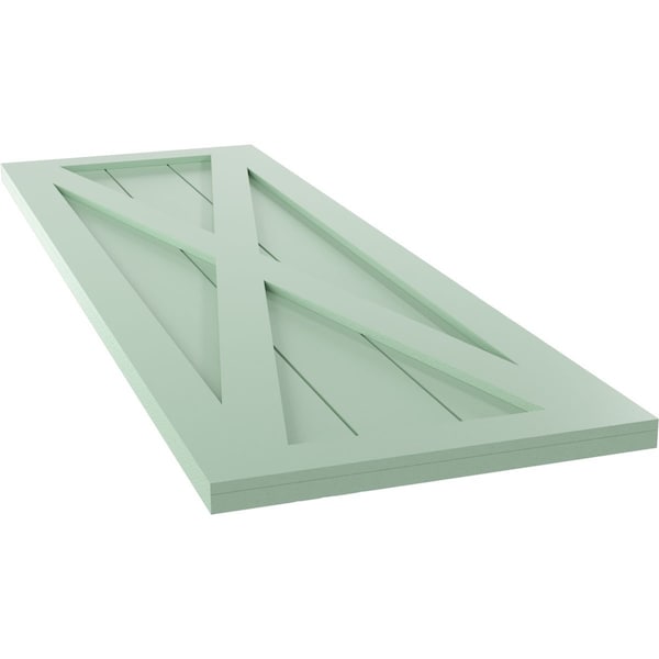 Ekena Millwork True Fit PVC Single X-Board Farmhouse Fixed Mount Shutters, Seaglass, 12W x 35H, PR - TFP001FH12X035SG