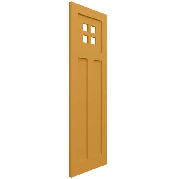 Ekena Millwork True Fit PVC San Antonio Mission Style Fixed Mount Shutters, Turmeric, 18W x 72H, PR - TFP001ST18X072TU