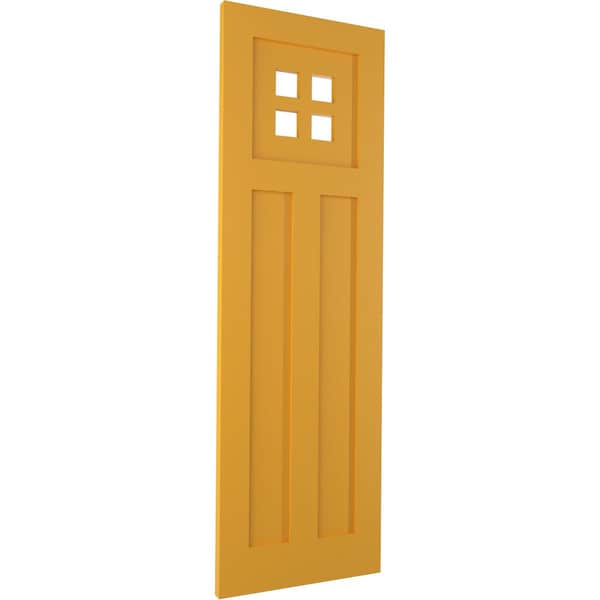 Ekena Millwork True Fit PVC San Antonio Mission Style Fixed Mount Shutters, Turmeric, 18W x 72H, PR - TFP001ST18X072TU