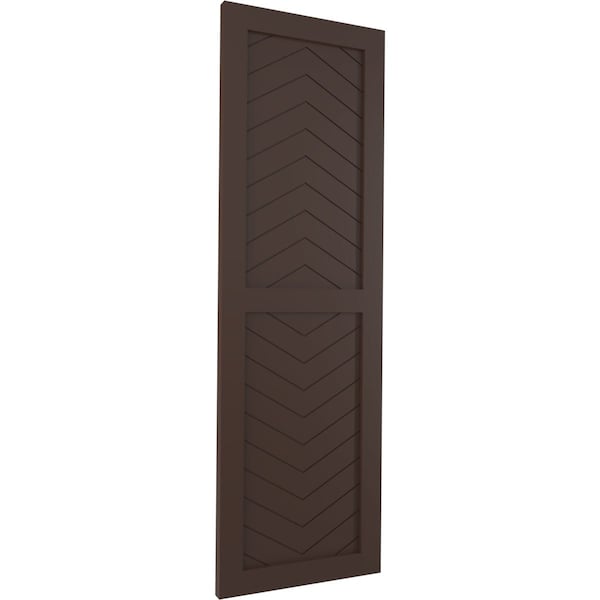 Ekena Millwork True Fit PVC Two Panel Chevron Modern Style Fixed Mount Shutters, Raisin Brown, 18W x 43H, PR - TFP101CV18X043TB