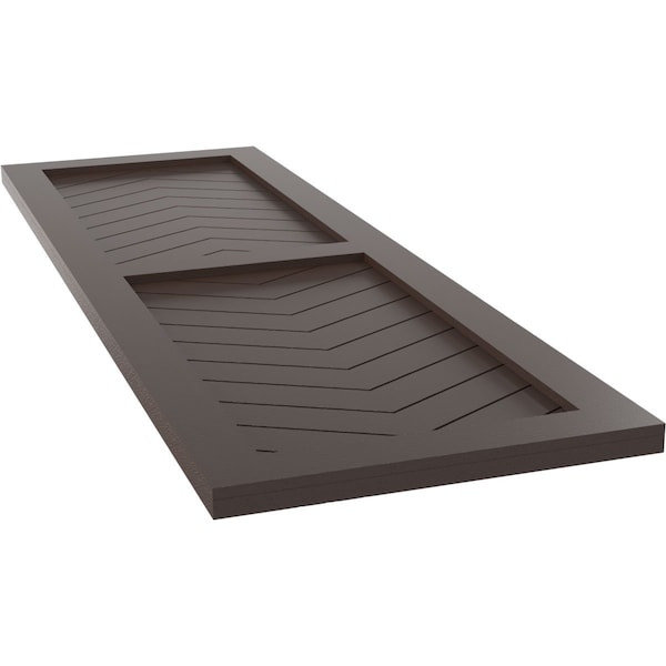 Ekena Millwork True Fit PVC Two Panel Chevron Modern Style Fixed Mount Shutters, Raisin Brown, 18W x 43H, PR - TFP101CV18X043TB