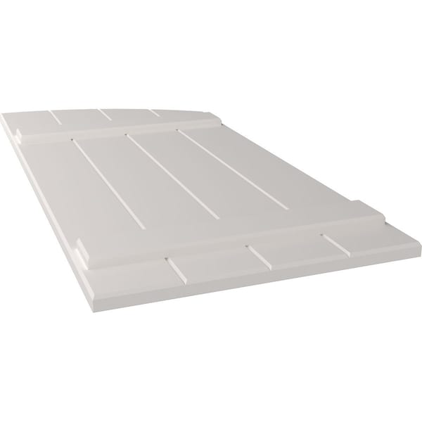 Ekena Millwork True Fit PVC, Four Board Elliptical Top Joined Board-n-Batten Shutters, Unfinished, 21 1/2W x 42H, PR - TFP101BE21X042UN