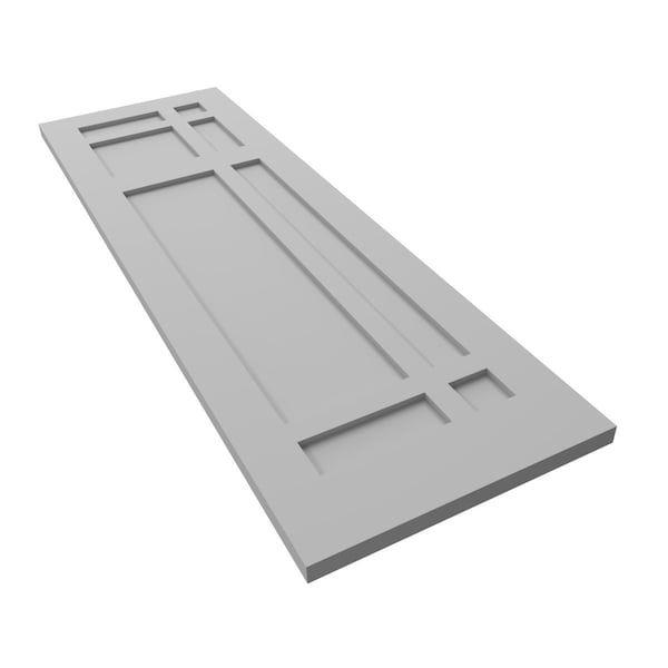 Ekena Millwork True Fit PVC San Juan Capistrano Mission Style Fixed Mount Shutters, Primed, 15"W x 48"H - TFP001SJ15X048PR