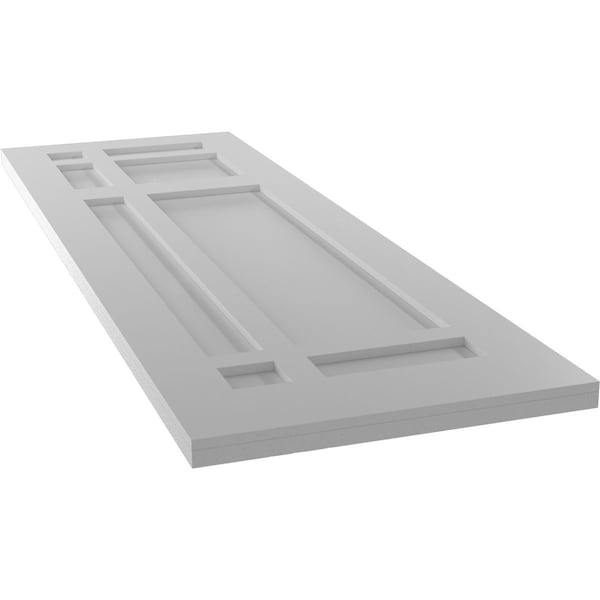 Ekena Millwork True Fit PVC San Juan Capistrano Mission Style Fixed Mount Shutters, Primed, 15"W x 48"H - TFP001SJ15X048PR
