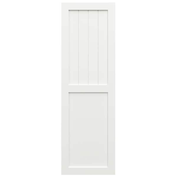 Ekena Millwork True Fit PVC Farmhouse/Flat Panel Combination Fixed Mount Shutters, Unfinished, 15W x 66H, PR - TFP101FC15X066UN