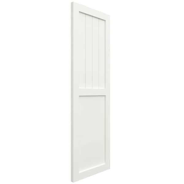 Ekena Millwork True Fit PVC Farmhouse/Flat Panel Combination Fixed Mount Shutters, Unfinished, 15W x 66H, PR - TFP101FC15X066UN