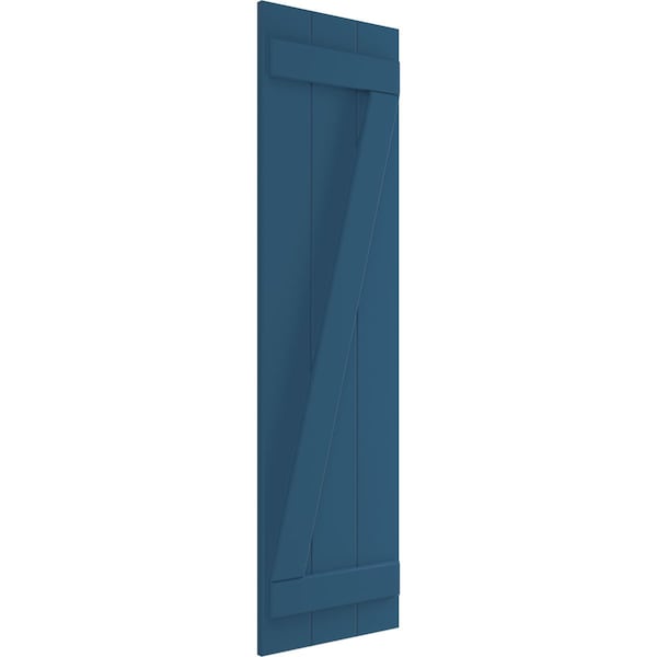 Ekena Millwork True Fit PVC Three Board Joined Board-n-Batten Shutters w/Z-Bar, Sojourn Blue , 16 1/8W x 40H, PR - TFP102BBF16X040HB