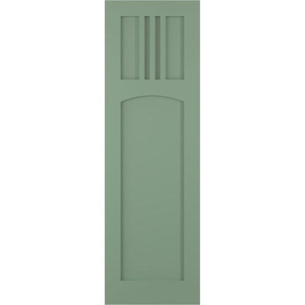 Ekena Millwork True Fit PVC San Miguel Mission Style Fixed Mount Shutters, Track Green, 12W x 55H, PR - TFP001SM12X055TG