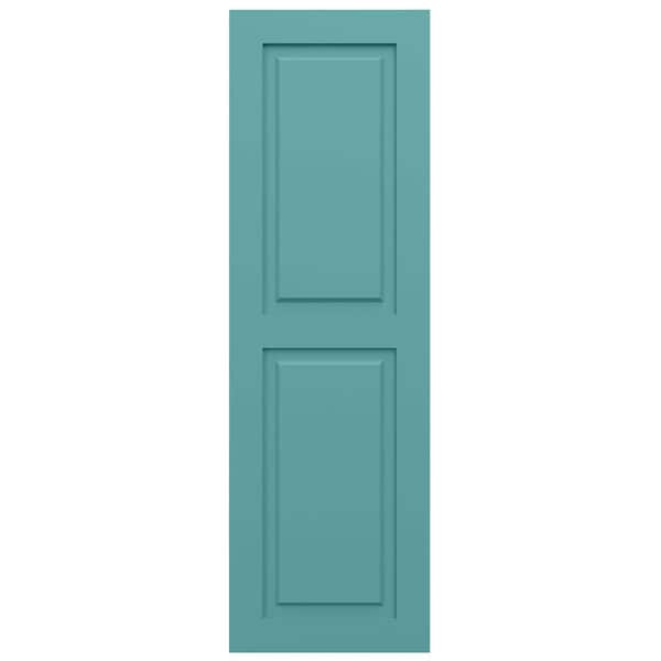 Ekena Millwork True Fit PVC, Two Equal Raised Panel Shutters, Pure Turquoise, 15W x 77H, PR - TFP101RPF15X077PT