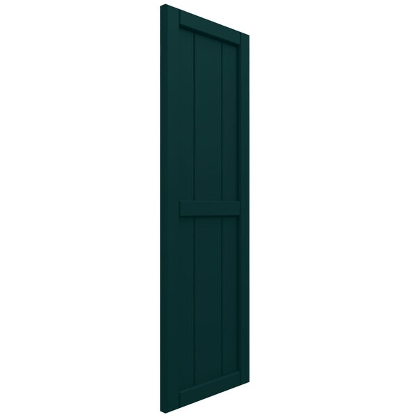 Ekena Millwork True Fit PVC, Two Board Framed Board-n-Batten Shutters, Thermal Green, 10 3/4W x 61H, PR - TFP101BF11X061FG