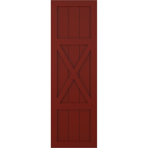 Ekena Millwork True Fit PVC Center X-Board Farmhouse Fixed Mount Shutters, Pepper Red , 12W x 65H, PR - TFP107FH12X065MR