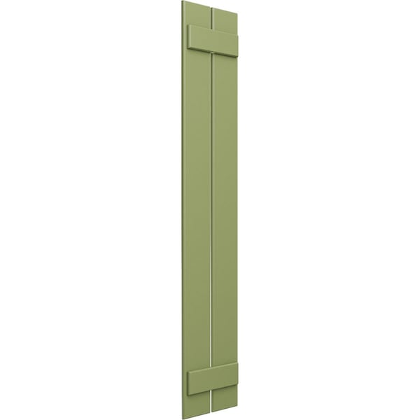 Ekena Millwork True Fit PVC Two Board Spaced Board-n-Batten Shutters, Moss Green, 11 1/4W x 45H, PR - TFP101SBF11X045MG