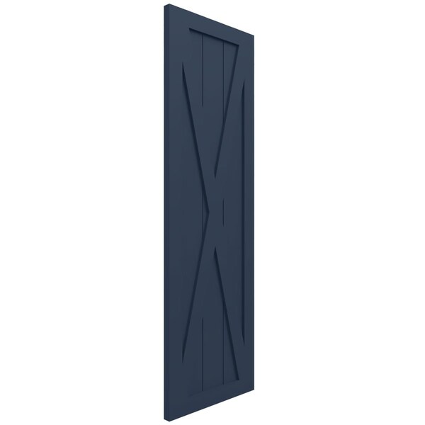 Ekena Millwork True Fit PVC Single X-Board Farmhouse Fixed Mount Shutters, Starless Night Blue, 12W x 66H, PR - TFP001FH12X066OB