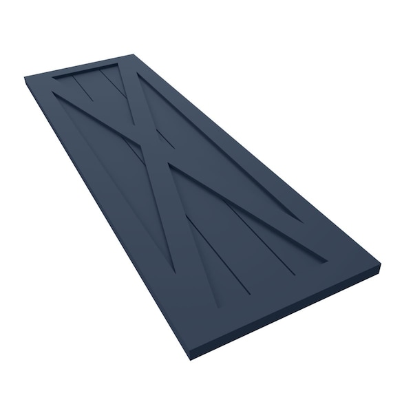 Ekena Millwork True Fit PVC Single X-Board Farmhouse Fixed Mount Shutters, Starless Night Blue, 12W x 66H, PR - TFP001FH12X066OB