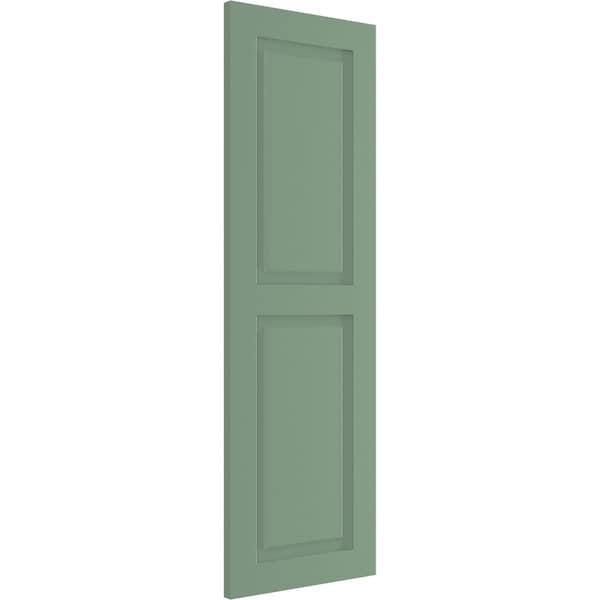 Ekena Millwork True Fit PVC, Two Equal Raised Panel Shutters, Track Green, 15W x 74H, PR - TFP101RPF15X074TG