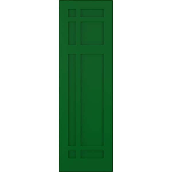 Ekena Millwork True Fit PVC San Juan Capistrano Mission Style Fixed Mount Shutters, Viridian Green, 12W x 64H, PR - TFP001SJ12X064HG