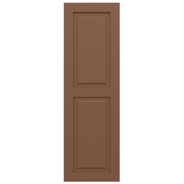 Ekena Millwork True Fit PVC, Two Equal Raised Panel Shutters, Burnt Toffee, 12W x 79H, PR - TFP101RPF12X079BT