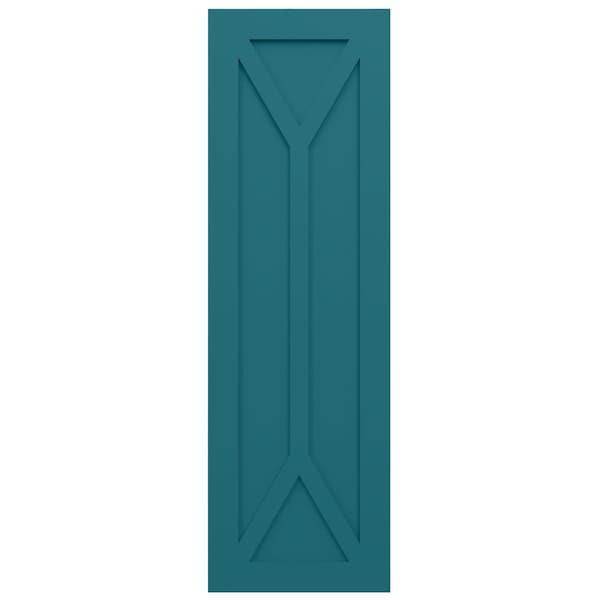Ekena Millwork True Fit PVC San Carlos Mission Style Fixed Mount Shutters, Antigua, 18W x 44H, PR - TFP001SC18X044AN