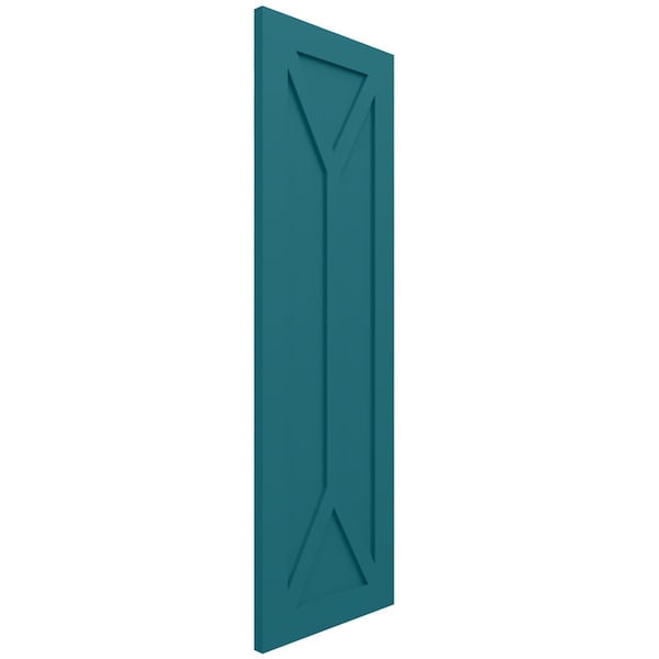 Ekena Millwork True Fit PVC San Carlos Mission Style Fixed Mount Shutters, Antigua, 18W x 44H, PR - TFP001SC18X044AN