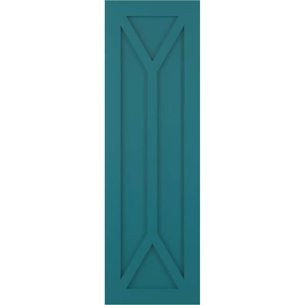 Ekena Millwork True Fit PVC San Carlos Mission Style Fixed Mount Shutters, Antigua, 18W x 44H, PR - TFP001SC18X044AN