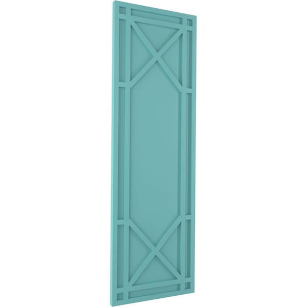 Ekena Millwork True Fit PVC Bungalow Fixed Mount Shutters, Pure Turquoise, 18W x 53H, PR - TFP001BG18X053PT