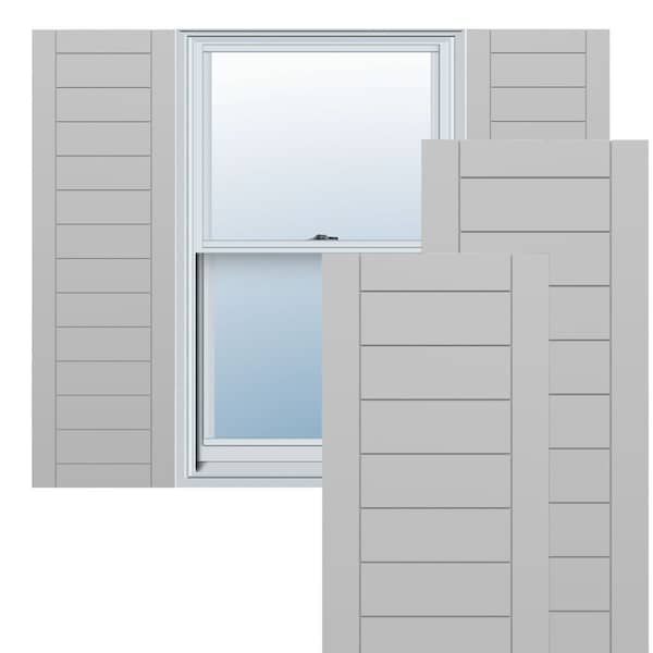 Ekena Millwork True Fit PVC Horizontal Slat Framed Modern Style Fixed Mount Shutters, Primed, 18"W x 71"H - TFP001HF18X071PR