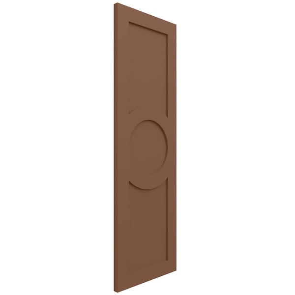 Ekena Millwork True Fit PVC Center Circle Arts & Crafts Fixed Mount Shutters, Burnt Toffee, 12W x 57H, PR - TFP001AC12X057BT