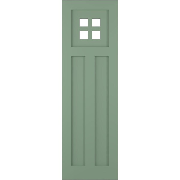 Ekena Millwork True Fit PVC San Antonio Mission Style Fixed Mount Shutters, Track Green, 15W x 27H, PR - TFP001ST15X027TG