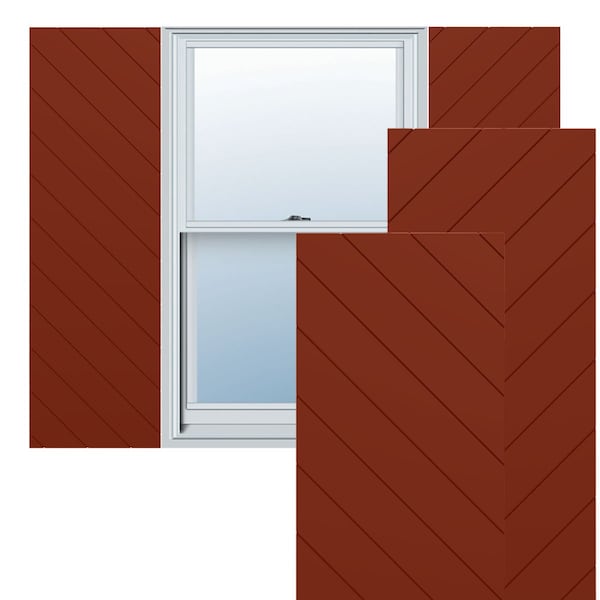 Ekena Millwork 15W x 64H True Fit PVC Diagonal Slat Modern Style Fixed Mount Shutters, Pepper Red, PR - TFP001DG15X064MR