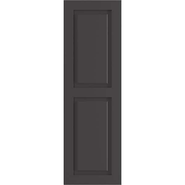 Ekena Millwork True Fit PVC, Two Equal Raised Panel Shutters, Shadow Mountain, 12W x 71H, PR - TFP101RPF12X071SM