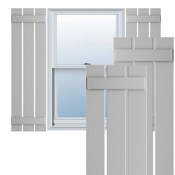 Ekena Millwork True Fit PVC Three Board Spaced Board-n-Batten Shutters, Hailstorm Gray , 17 1/8W x 64H, PR - TFP101SBF17X064ST