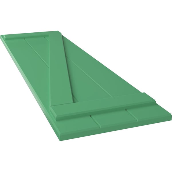 Ekena Millwork True Fit PVC, Three Board Joined Board-n-Batten Shutters w/Z-Bar, Lilly Pads , 16 1/8W x 77H, PR - TFP102BBF16X077LP