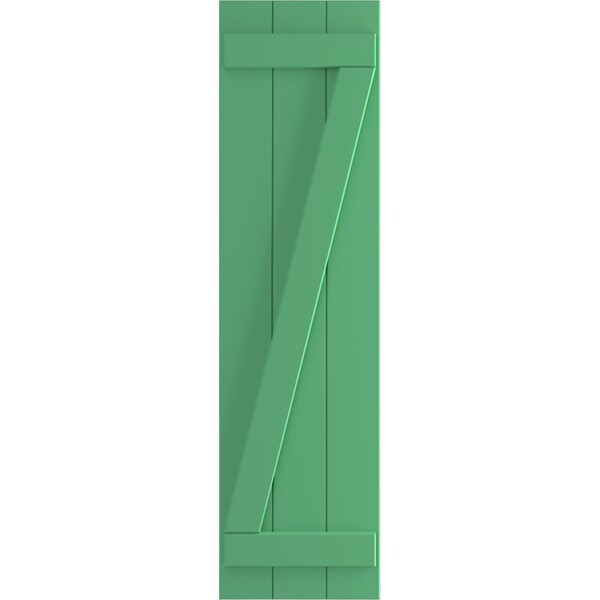 Ekena Millwork True Fit PVC, Three Board Joined Board-n-Batten Shutters w/Z-Bar, Lilly Pads , 16 1/8W x 77H, PR - TFP102BBF16X077LP