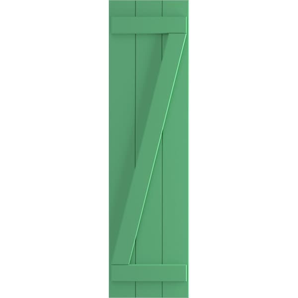 Ekena Millwork True Fit PVC, Three Board Joined Board-n-Batten Shutters w/Z-Bar, Lilly Pads , 16 1/8W x 77H, PR - TFP102BBF16X077LP