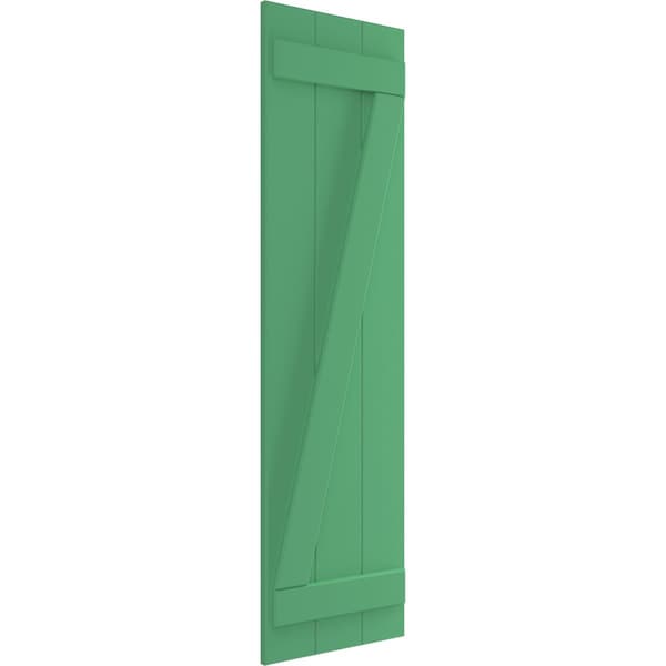 Ekena Millwork True Fit PVC, Three Board Joined Board-n-Batten Shutters w/Z-Bar, Lilly Pads , 16 1/8W x 77H, PR - TFP102BBF16X077LP