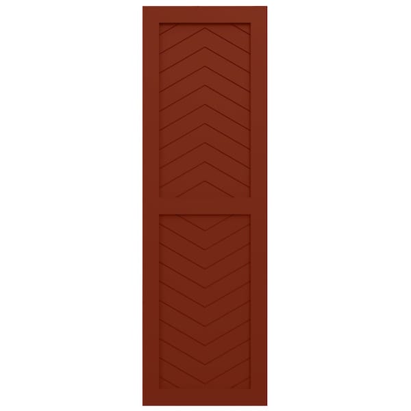Ekena Millwork True Fit PVC Two Panel Chevron Modern Style Fixed Mount Shutters, Pepper Red, 12W x 66H, PR - TFP101CV12X066MR