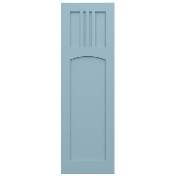 Ekena Millwork True Fit PVC San Miguel Mission Style Fixed Mount Shutters, Peaceful Blue, 18W x 47H, PR - TFP001SM18X047SB