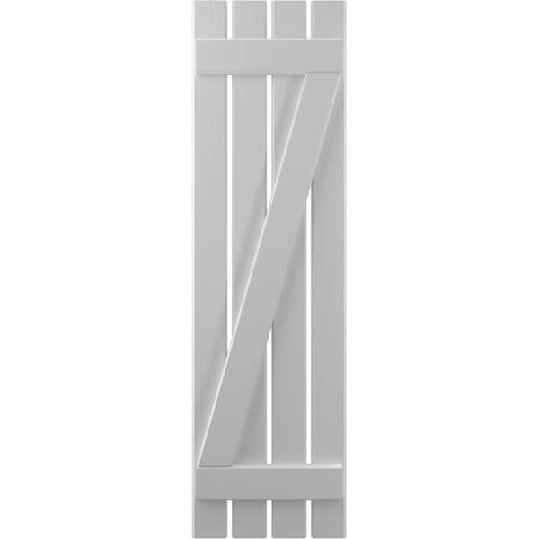 Ekena Millwork Americraft 4-Board (2 Batten) Wood Spaced Board-n-Batten Shutters w/ Z-Bar, ARW102SB415X44PRH - ARW102SB415X44PRH
