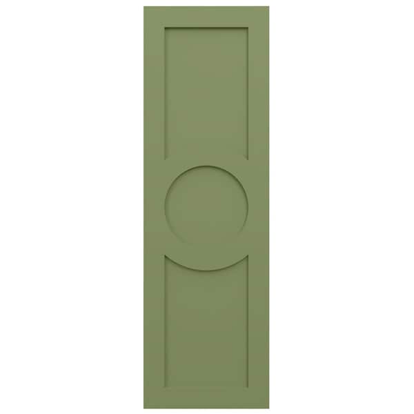 Ekena Millwork True Fit PVC Center Circle Arts & Crafts Fixed Mount Shutters, Moss Green, 18W x 61H, PR - TFP001AC18X061MG