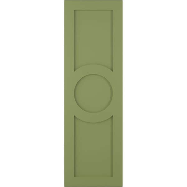 Ekena Millwork True Fit PVC Center Circle Arts & Crafts Fixed Mount Shutters, Moss Green, 18W x 61H, PR - TFP001AC18X061MG