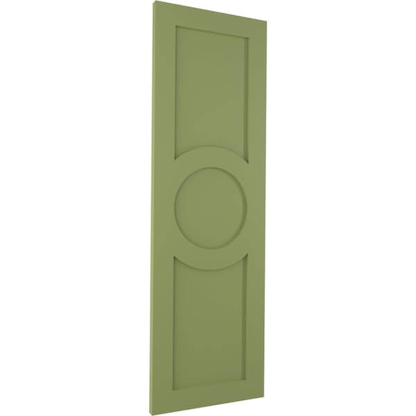 Ekena Millwork True Fit PVC Center Circle Arts & Crafts Fixed Mount Shutters, Moss Green, 18W x 61H, PR - TFP001AC18X061MG