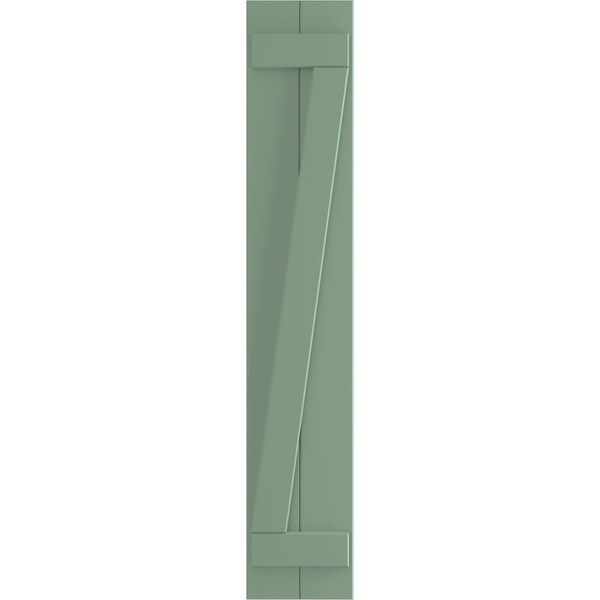 Ekena Millwork True Fit PVC, Two Board Joined Board-n-Batten Shutters w/Z-Bar, Track Green , 10 3/4W x 79H, PR - TFP102BBF11X079TG
