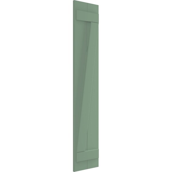 Ekena Millwork True Fit PVC, Two Board Joined Board-n-Batten Shutters w/Z-Bar, Track Green , 10 3/4W x 79H, PR - TFP102BBF11X079TG