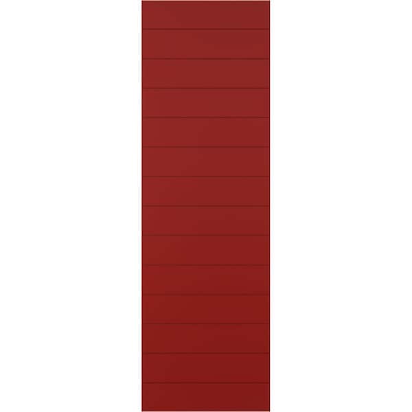 Ekena Millwork True Fit PVC Horizontal Slat Modern Style Fixed Mount Shutters, Fire Red, 15W x 28H, PR - TFP001HZ15X028BR