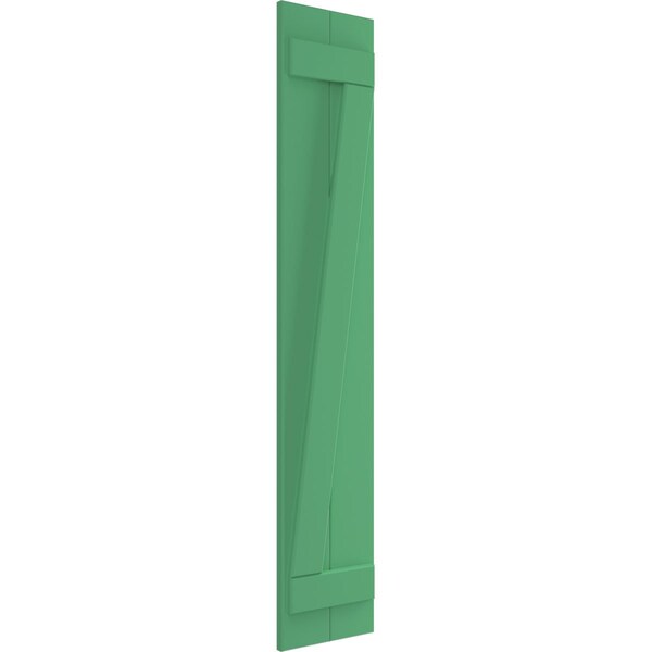 Ekena Millwork True Fit PVC, Two Board Joined Board-n-Batten Shutters w/Z-Bar, Lilly Pads , 10 3/4W x 80H, PR - TFP102BBF11X080LP