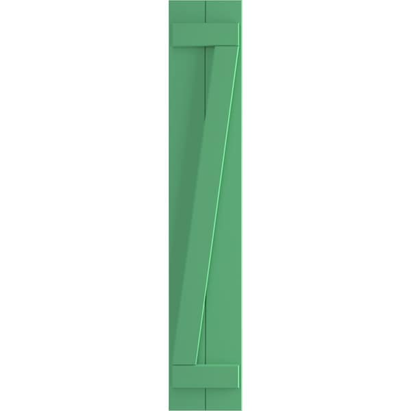 Ekena Millwork True Fit PVC, Two Board Joined Board-n-Batten Shutters w/Z-Bar, Lilly Pads , 10 3/4W x 80H, PR - TFP102BBF11X080LP