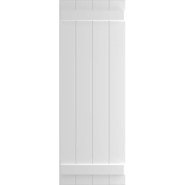 Ekena Millwork True Fit PVC Four Board Joined Board-n-Batten Shutters, White, 21 1/2W x 64H, PR - TFP101BBF21X064WH